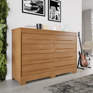 Cômoda com 8 gavetas e moldura frisada