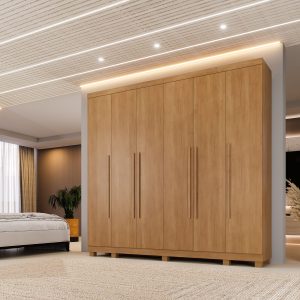 Roupeiro com 6 portas e 6 gavetas cinamomo