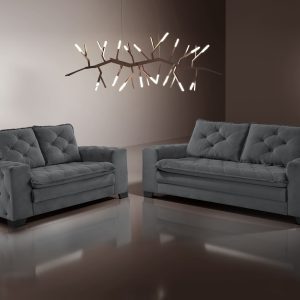 Conjunto de estofado de 3 e 2 lugares na cor cinza